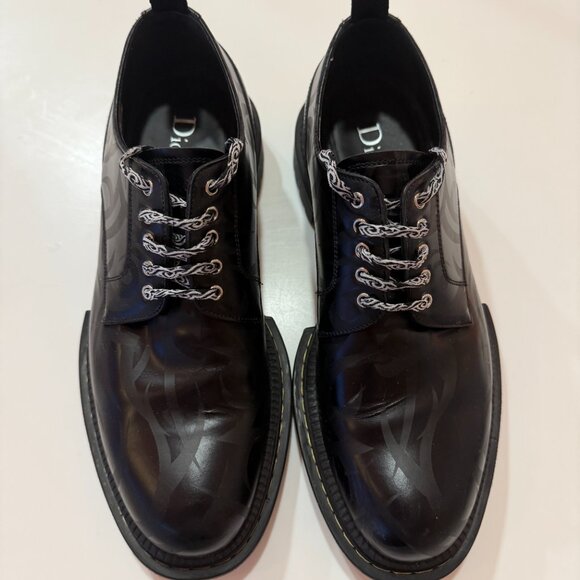 Dior Homme Black Leather Derby Shoes, Size: Men's US 8.5, Black - Picture 2 of 5